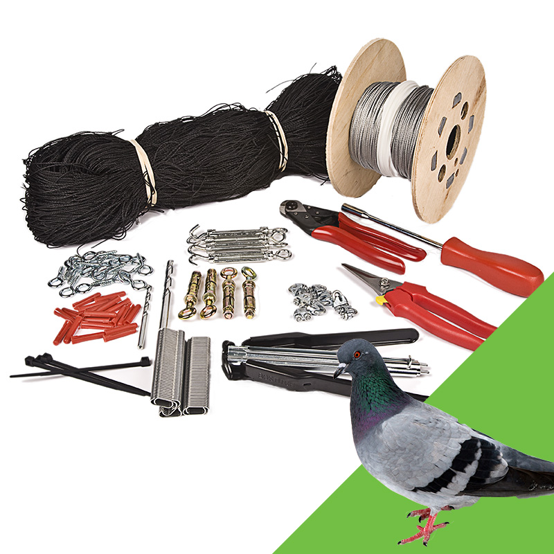 50mm Pigeon Netting Kit Complete For Masonry 5m x 5m